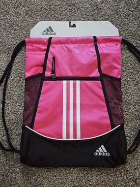 adidas Hot Pink and Black Drawstring Sports Sack